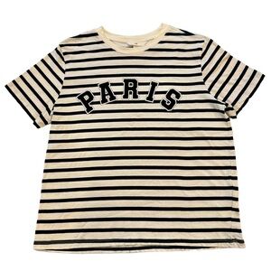 H&M Black and Cream Paris Stripped Tee